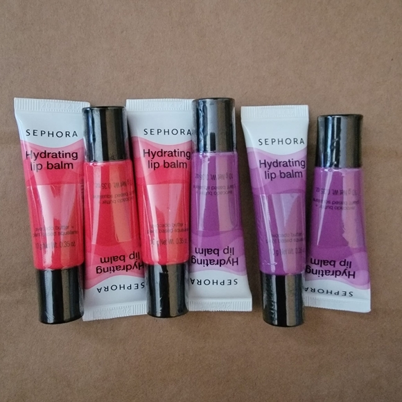 6pc Sephora Hydrating lip balm - 03 Cherry & 04 Berry - Picture 1 of 5